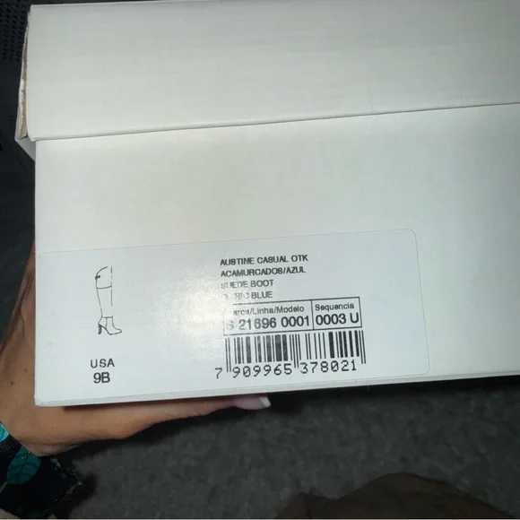 SCHUTZ Electric Blue Suede Over-the-Knee High Heel Boots - Picture 9 of 9